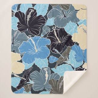 Couverture Sherpa Intersecter courbe élégant flux d'hibiscus stylisé