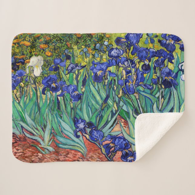 Couverture Sherpa Irises par Vincent van Gogh (Devant (Horizontal))