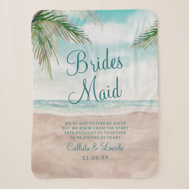 Couverture Sherpa Island Breeze Sandy Beach to the Bridesmaid Quote (Devant)
