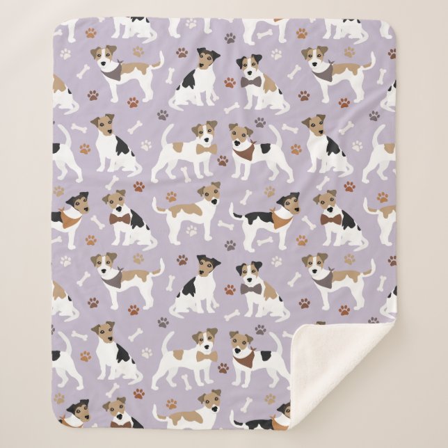 Couverture Sherpa Jack Russell Terrier Paws and Bones Sherpa Blanket (Devant)
