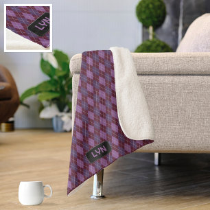 Couverture Sherpa Jacquard marron et violet - Tons de prune - Votre