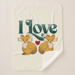 Couverture Sherpa J'Aime Les Renards Mignons Coeur
