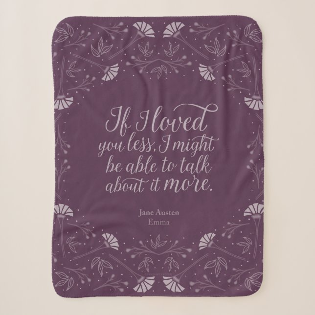 Couverture Sherpa Jane Austen Emma Purple Floral Love Citation (Devant)
