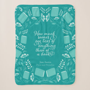 Couverture Sherpa Jane Austen Fierté & Préjugés Turquoise Floral Lib