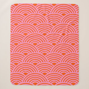 Couverture Sherpa Japon Vague Seigaiha Motif Preppy Orange rose