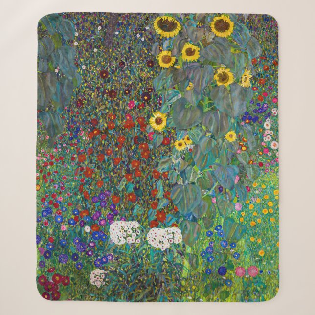Couverture Sherpa Jardin agricole avec tournesols | Gustav Klimt | (Devant)