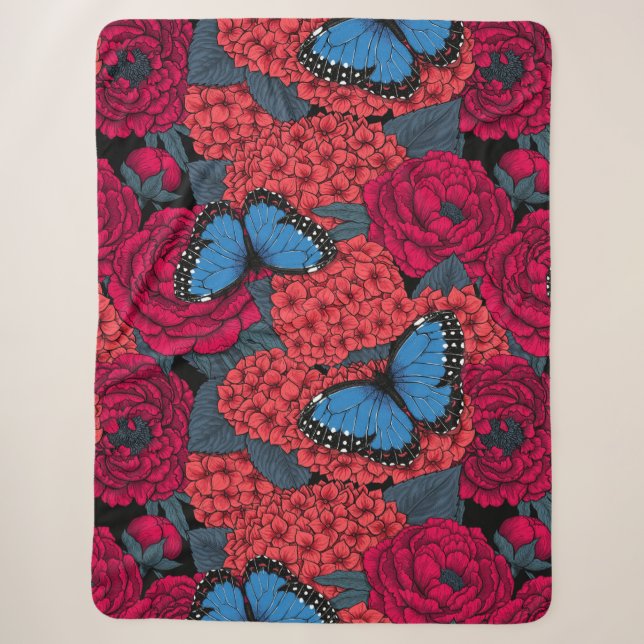 Couverture Sherpa Jardin de morpho bleu (Devant)