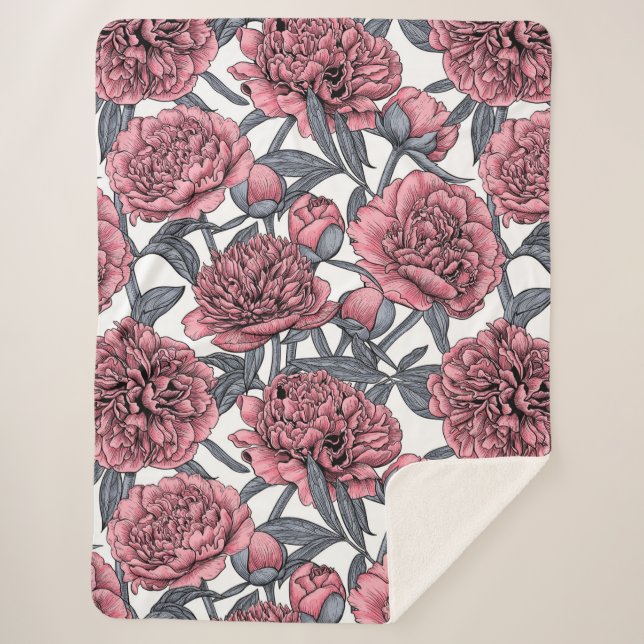 Couverture Sherpa Jardin rose (Devant)