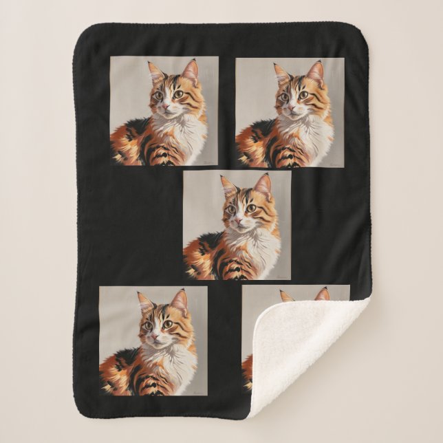Couverture Sherpa Jasmine le tableau du chat Calico (Devant)