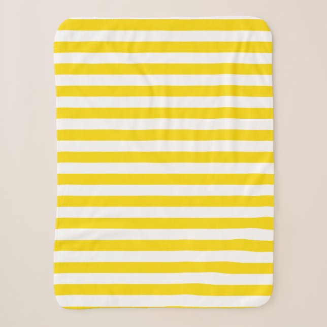 Couverture Sherpa Jaune blanc rayé Personnalisé Modèle moderne Petit (Devant)