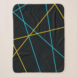 Couverture Sherpa Jaune, Bleu, cool, tendance, urbain, lignes modern
