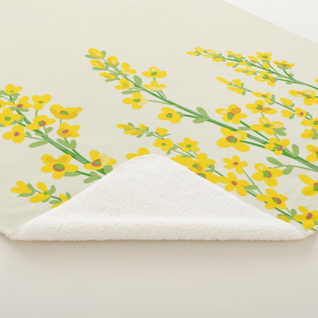 Couverture Sherpa Jaune Moderne Citrine Fleurit (3/4)