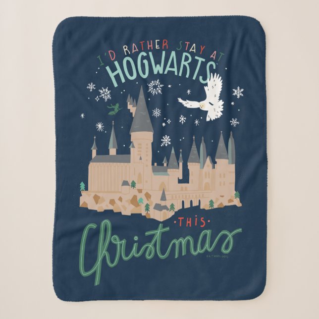 Couverture Sherpa Je Préférerais Rester À Hogwarts Ce Noël (Devant)