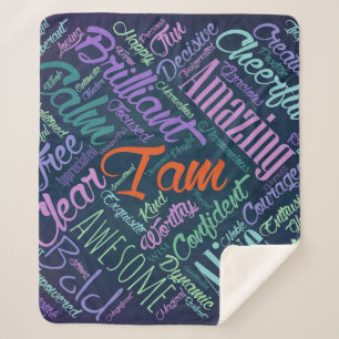 Couverture Sherpa Je suis art de nuage de mot d'affirmations