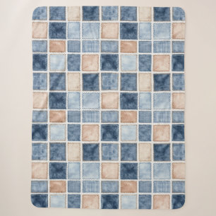 Couverture Sherpa Jean bleu en denim de crème factice