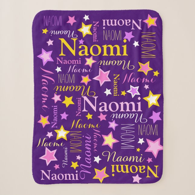 Couverture Sherpa Jeunes filles rose nom Naomi étoiles motif (Devant)