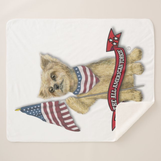 Couverture Sherpa "JJ, Le Yorkie Américain." (Devant (Horizontal))
