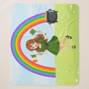 Couverture Sherpa Joli anime roux Saint Patrick 