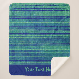 Couverture Sherpa Joli bleu et vert Distressed Stripes Motif