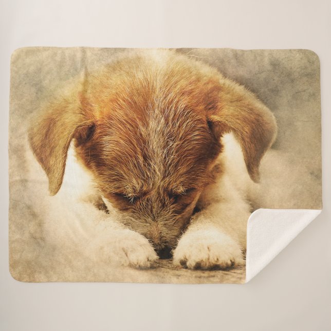 Couverture Sherpa Joli chiot (Devant (Horizontal))