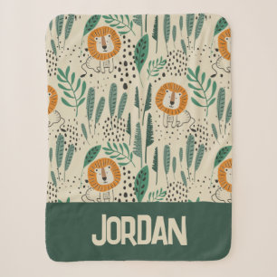 Couverture Sherpa Joli Doodle Lion Jungle Rainforest Motif