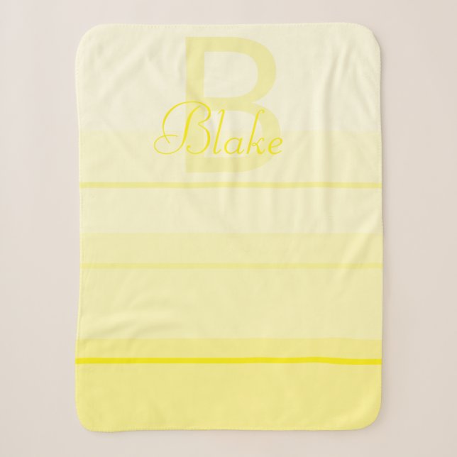 Couverture Sherpa Joli Elegant Personnalisé Bébé Jaune Nom Monogramm (Devant)