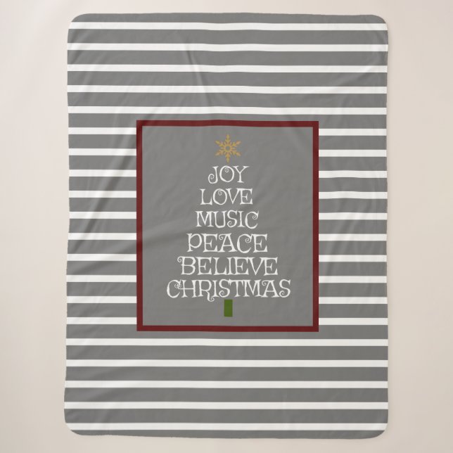 Couverture Sherpa Joli esprit de Noël gris/blanc (Devant)
