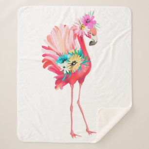 Couverture Sherpa Joli et beau flamand rose mexicaine oiseau avec