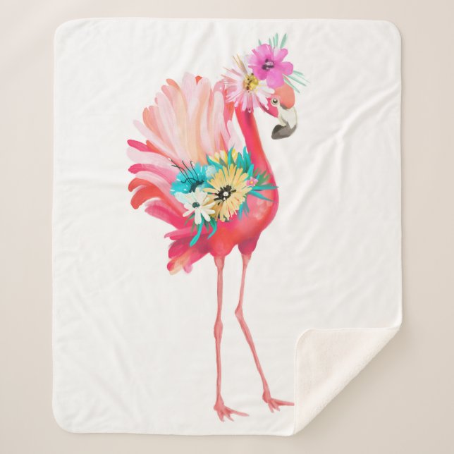 Couverture Sherpa Joli et beau flamand rose mexicaine oiseau avec (Devant)