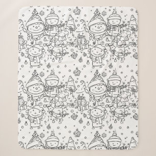 Couverture Sherpa Joli motif de Noël en hiver à dessiner (2)