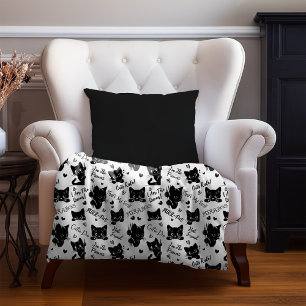 Couverture Sherpa Joli motif d'Halloween de chat noir pour les amate
