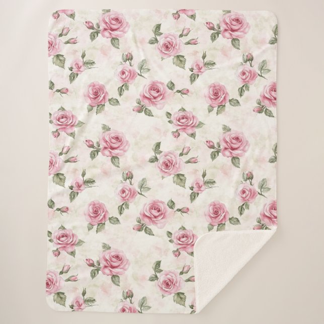 Couverture Sherpa Joli Noël Floral Rose Rose (Devant)
