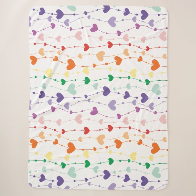 Couverture Sherpa Joli Rainbow Hearts Enfants Motifs (Devant)