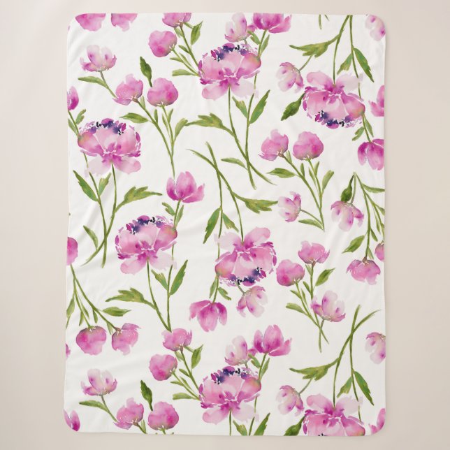 Couverture Sherpa Jolie aquarelle Floral Design Sherpa Blanket (Devant)