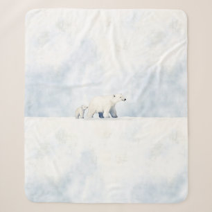 Couverture Sherpa Jolie famille d'ours polaires arctiques