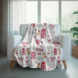 Couverture Sherpa Jolie Noël Père Noël Reindeer Vacances d'hiver