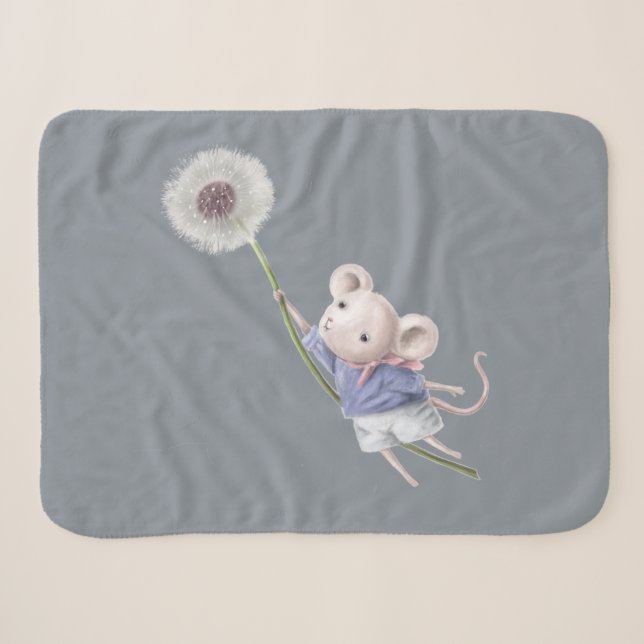 Couverture Sherpa Jolie petite souris flottante Dandelion Fluff (Devant (Horizontal))