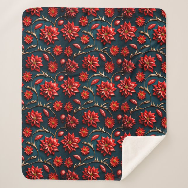 Couverture Sherpa Jolie Poinsettia (Devant)