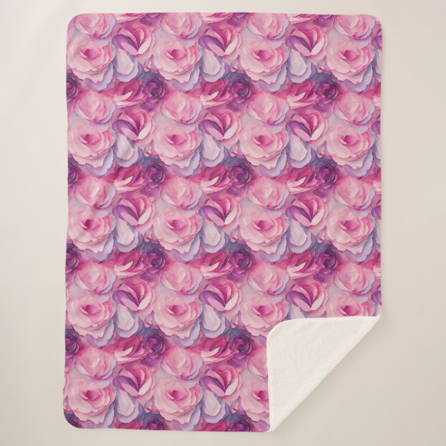 Couverture Sherpa Jolies Fleurs Roses (Devant)