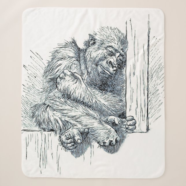 Couverture Sherpa Jour de repos - Young Ape Gorilla Blanket (Devant)