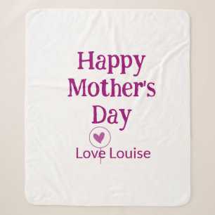 Couverture Sherpa Joyeuse fête des mères mauve amour nom signe fémin