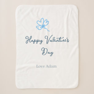 Couverture Sherpa Joyeuse Saint-Valentin bleue fleur nom rustique am