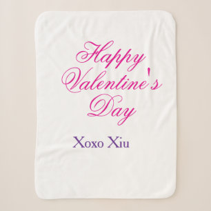 Couverture Sherpa Joyeuse Saint-Valentin rose violet xoxo amour nom