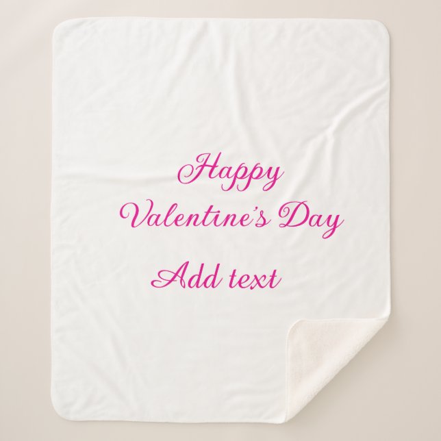 Couverture Sherpa Joyeuse Saint-Valentin texte rose nom message (Devant)