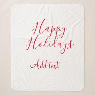 Couverture Sherpa Joyeuses fêtes Noël calligraphie rouge simple mi