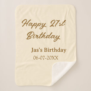 Couverture Sherpa Joyeux 21e anniversaire brun pastel jaune nom date
