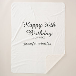 Couverture Sherpa Joyeux 30e anniversaire ajouter nom date élégant s