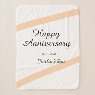 Couverture Sherpa Joyeux anniversaire de mariage lignes pastel orang