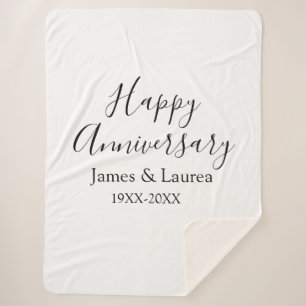 Couverture Sherpa Joyeux anniversaire mariage nom date année simple 