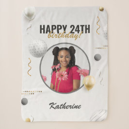 Couverture Sherpa Joyeux Anniversaire simple personnalisé cadeau pho